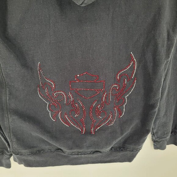Harley davidson womens large faded black embellished back full zip hoodie - Picture 8 of 14